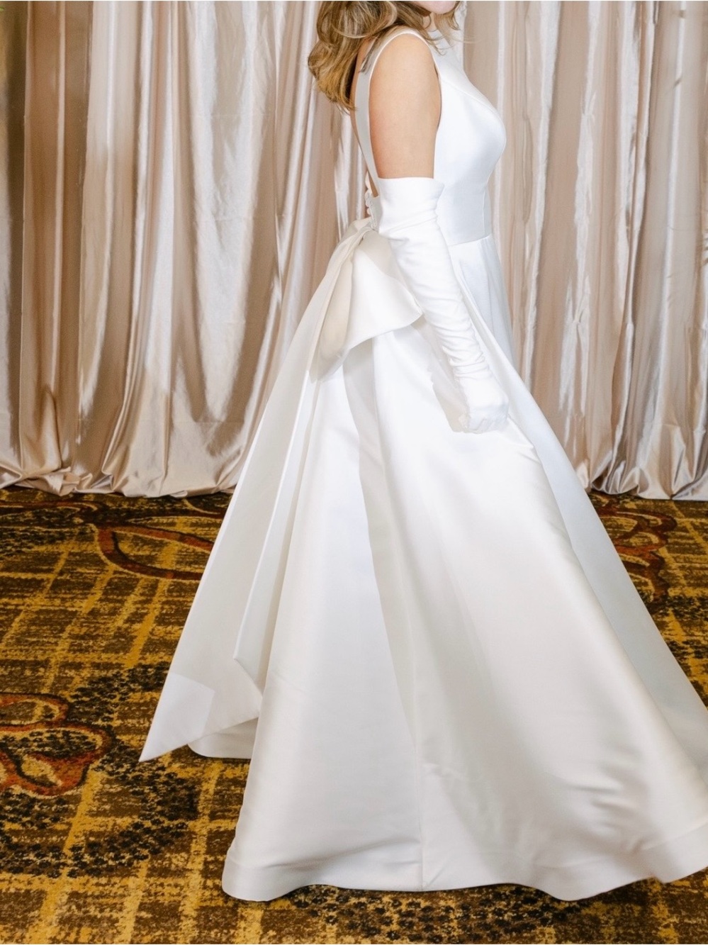 Classic Satin Ballgown Wedding Dress - White - Picture 2 of 4